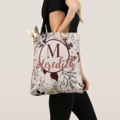 Tote Bag Script personnalisé Monogramme Chute Liquide Rose (De près)
