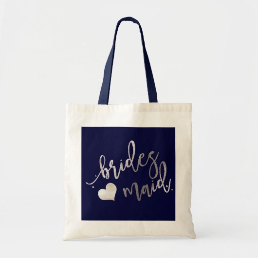 Tote Bag Script PixDezines Bridesmaid/Faux Argent (Devant)