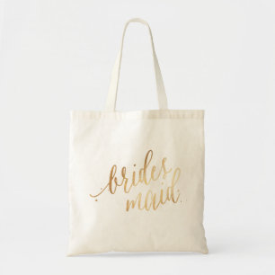 Tote Bag Script PixDezines Bridesmaid/Faux Gold