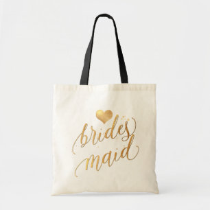 Tote Bag Script PixDezines Bridesmaid/Faux Gold