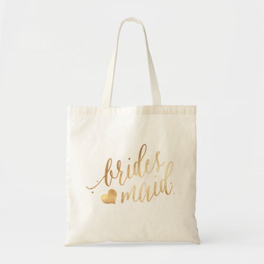 Tote Bag Script PixDezines Bridesmaid/Faux Gold (Devant)