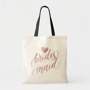 Tote Bag Script PixDezines Bridesmaid/Faux Rose Gold