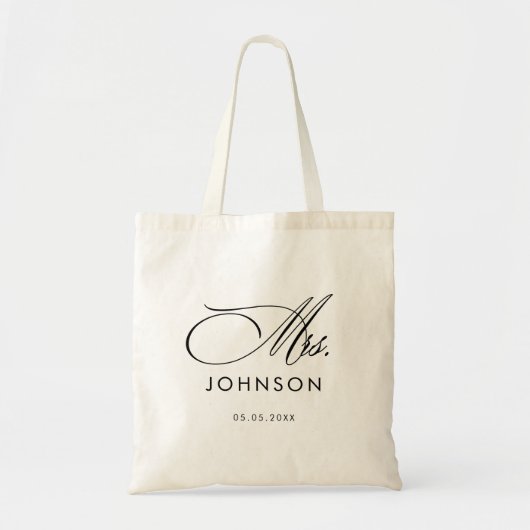 Tote Bag Script sophistiqué Mme Calligraphie Cadeau nouvell (Devant)
