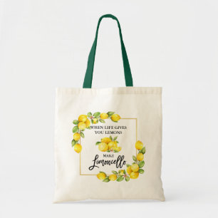 Tote Bag Scripts de pinceau Limoncello Aquarelle Lemons