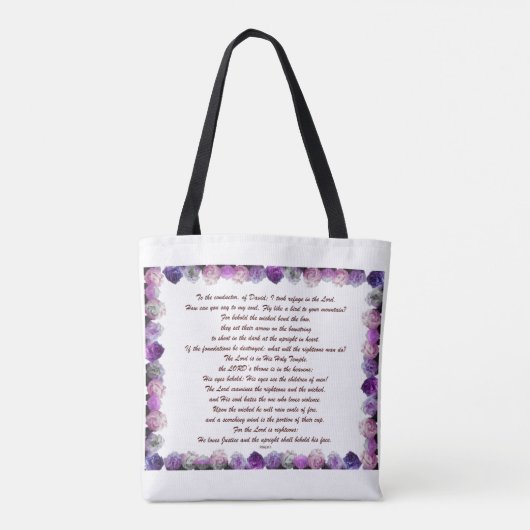 Tote Bag Scripture, Psalm 11, Purple Roses (Dos)