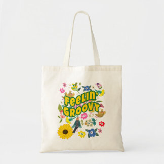 Tote Bag Se sentir groovy Hippie Rétro Bohème Floral