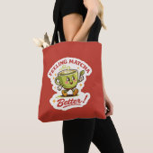 Tote Bag Se sentir mieux avec du Matcha – Jeu de mots rétro (De près)