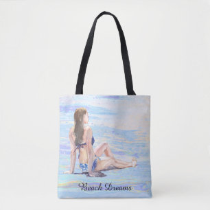 Tote Bag *~* Sea Shore Beach Woman Sun bathe AR29