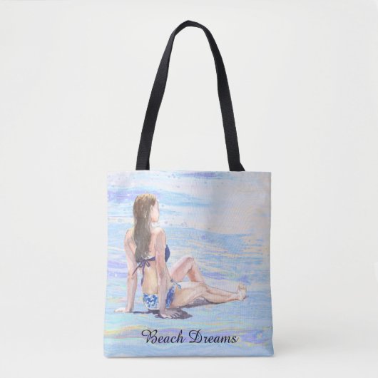 Tote Bag *~* Sea Shore Beach Woman Sun bathe AR29 (Devant)