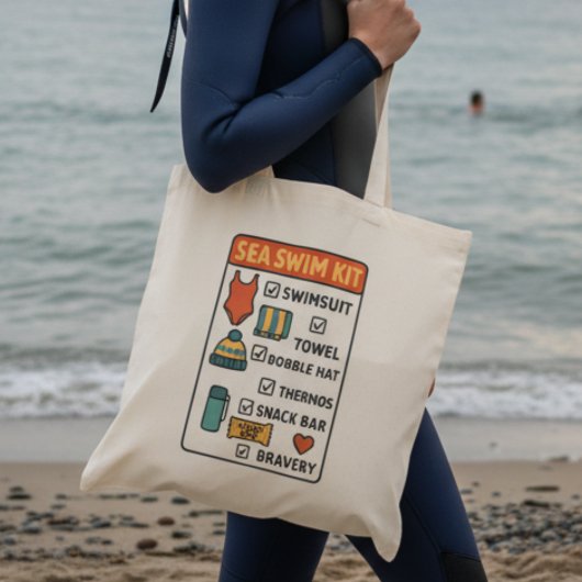 Tote Bag Sea Swim Kit – Funny Checklist Design for Wild Swi