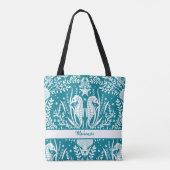 Tote Bag Seahores Ocean Sea Life Turquoise Blue Ajouter Vot (Dos)