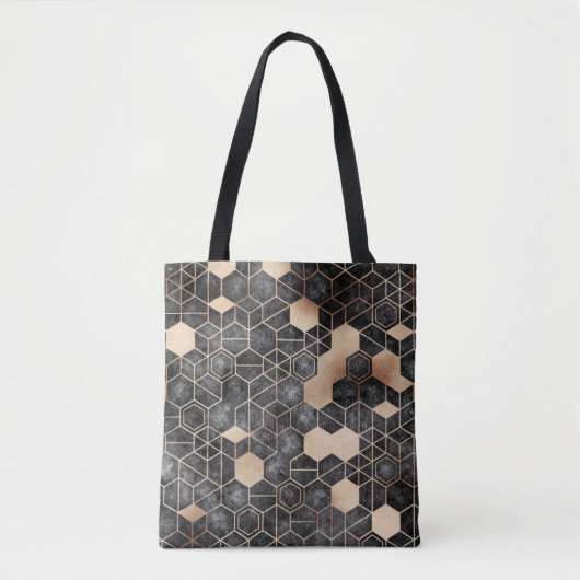 Tote Bag Seamless grungy hexagon pattern isometric geometry (Devant)