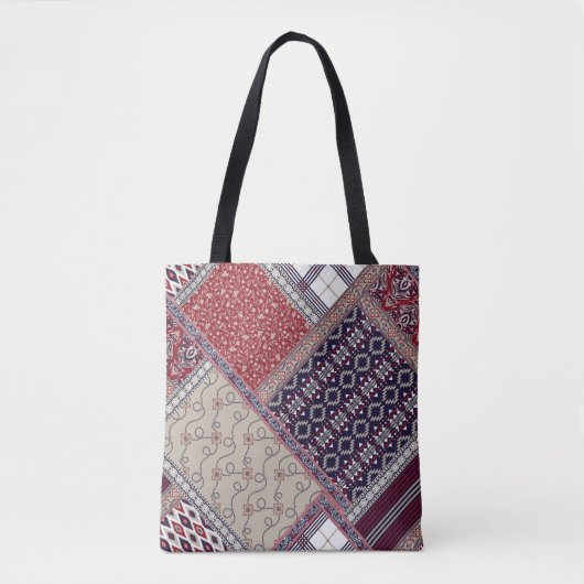 Tote Bag Seamless patchwork pattern on navy patchwork, abst (Devant)