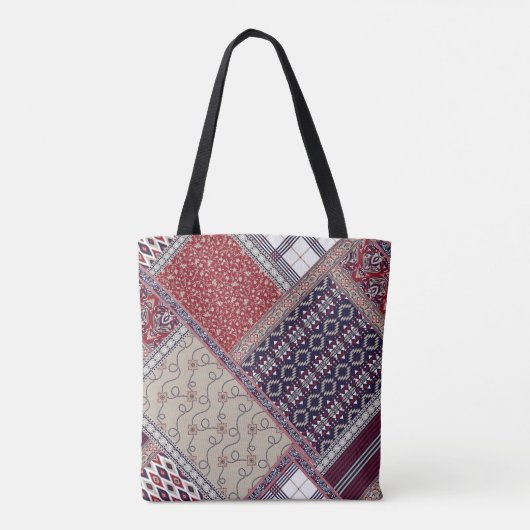 Tote Bag Seamless patchwork pattern on navy patchwork, abst (Dos)
