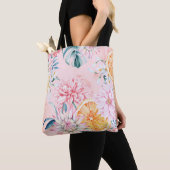 Tote Bag Seamless pattern of chrysanthemum, orange and Bloo (De près)