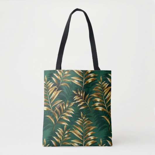 Tote Bag Seamless pattern with golden ferns (Devant)