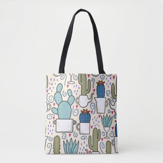 Tote Bag Seamless pattern with llama, cactus hand drawn des (Devant)