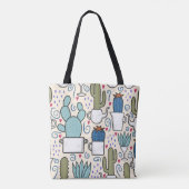 Tote Bag Seamless pattern with llama, cactus hand drawn des (Dos)