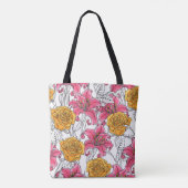 Tote Bag Seamless pattern with roses and lilies. Hand drawn (Dos)