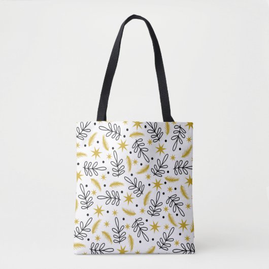 Tote Bag Seamless pattern with snowflakes and fir branches. (Devant)