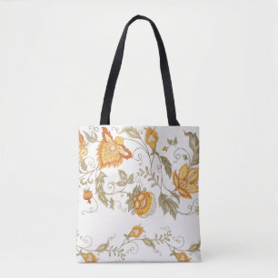 Tote Bag Seamless pattern with stylized ornamental flowers 