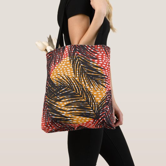 Tote Bag Seamless with black palm leaves and strokes  (De près)