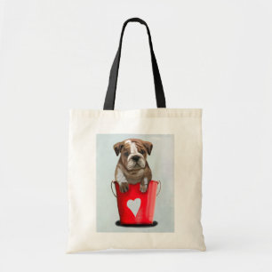 Tote Bag Seau de bouledogue de rouge 2 d'amour