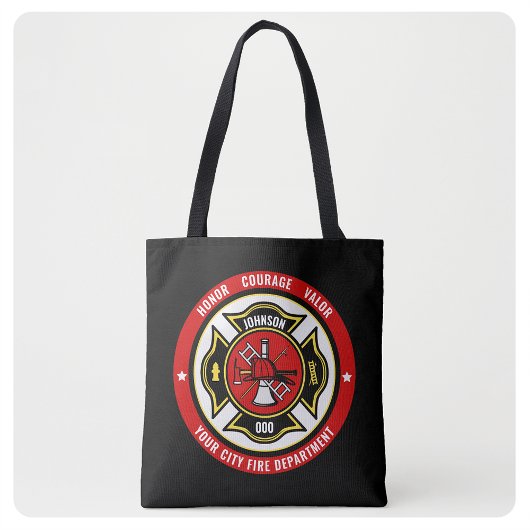 Tote Bag Secourt de pompier AJOUTER LE NOM Insigne du servi