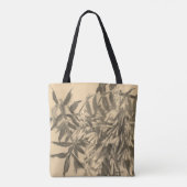 Tote Bag Sécpia monochrome feuillage brun art floral (Dos)