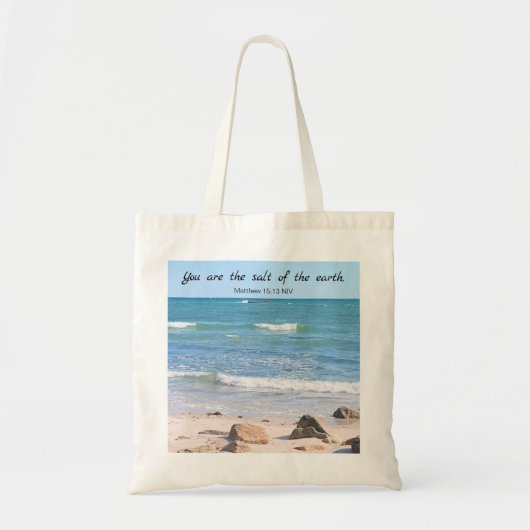 Tote Bag Sel de la Terre Photo d'Ocean Bible Verse (Devant)