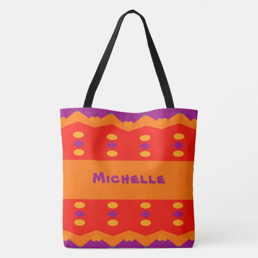 Tote Bag Self Expression Purple Orange Patterned (Dos)