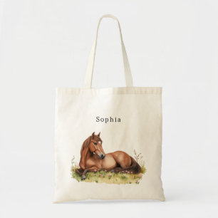 Tote Bag Selle Marron Rustique Florale Rose pour Cheval