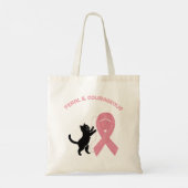 Tote Bag Sensibilisation au cancer du sein feral et courage (Dos)