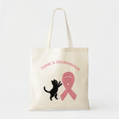 Tote Bag Sensibilisation au cancer du sein feral et courage (Devant)