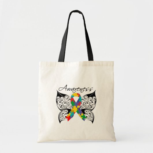 Tote Bag Sensibilisation aux papillons de tatouage - Autism (Devant)
