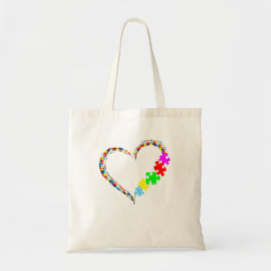 Tote Bag Sensibilisation sur l'autisme Amour Coeur Puzzle p