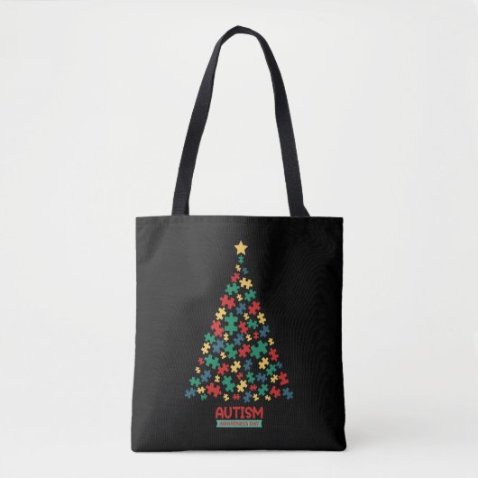 Tote Bag Sensibilisation sur l'autisme de Noël de l'Autisme (Devant)