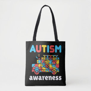 Tote Bag Sensibilisation sur l'autisme Pompier Pompier Puzz