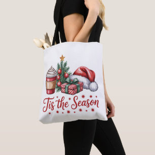 Tote Bag Sentez Jolly Christmas Tree Hot Cocoa Holiday