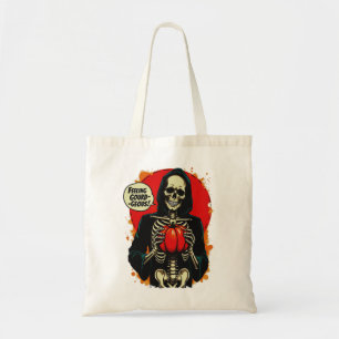 Tote Bag Sentiment Gourde Squelette Citrouille de main