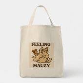 Tote Bag Sentiment Mauzy - Retro Cat Pizza Vibes Esthétique (Dos)