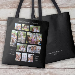 Tote Bag Sentimental 3 Citations 11 Photo Collage noir