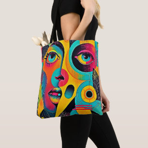 Tote Bag Sentiments Colorés : Visage Abstrait