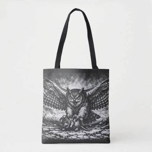 Tote Bag Sentinelle Hibou ailé par BurnsInHell (Devant)