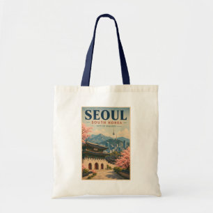 Tote Bag Séoul Corée du Sud Illustration Voyage Art Vintage