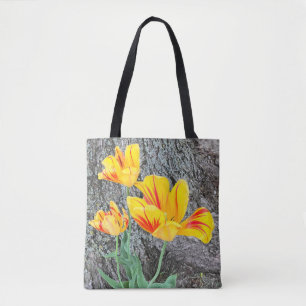 Tote Bag Séquence de trois tulipes jaunes /
