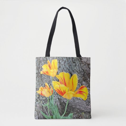 Tote Bag Séquence de trois tulipes jaunes / (Devant)