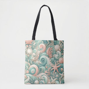 Tote Bag Serene Seashore Fils : Pastel Ocean Whispers