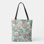 Tote Bag Serene Seashore Fils : Pastel Ocean Whispers (Dos)