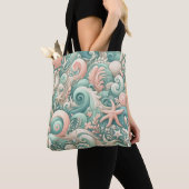 Tote Bag Serene Seashore Fils : Pastel Ocean Whispers (De près)
